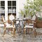Merrick Lane Celia Set of Two Stacking Thonet Bistro Style Chair with Arms, PE Rattan Seat, and Metal Frame for Indoor/Outdoor Use